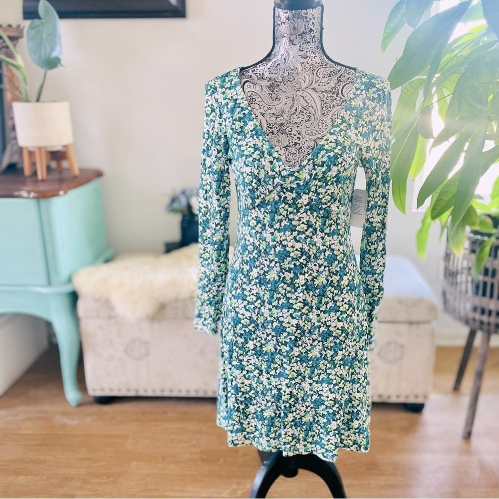 NWT Nordstrom BP Green Moss Hannah Kate Long Sleeve Fit & Flare Dress - Picture 3 of 8